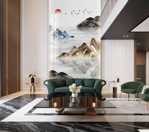 Tranh pvc tráng gương ốp tường thông tầng TC684