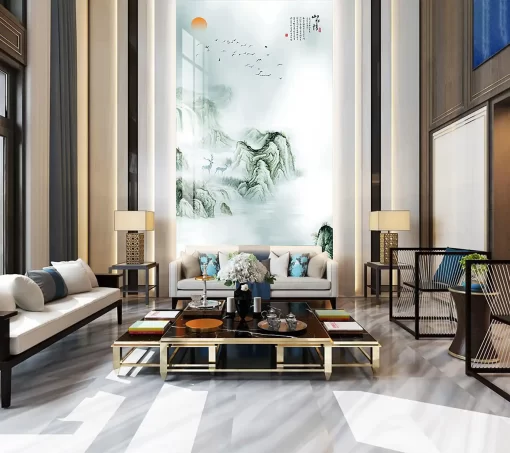 Tranh pvc tráng gương ốp tường vân đá thông tầng TC686