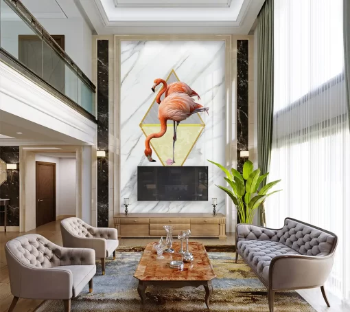 Tranh pvc tráng gương ốp tường vân đá thông tầng TC694