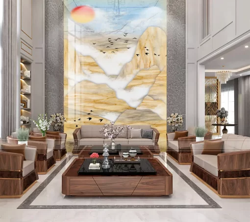 Tranh pvc tráng gương ốp tường vân đá thông tầng TC702