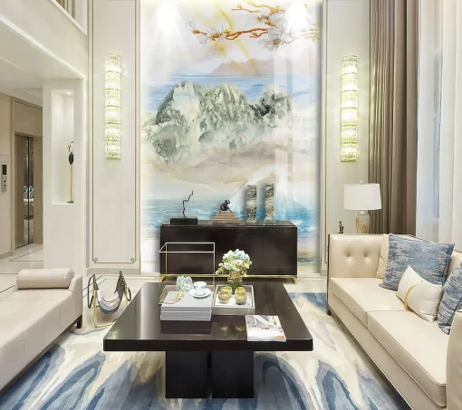 Tranh pvc tráng gương ốp tường vân đá thông tầng TC98