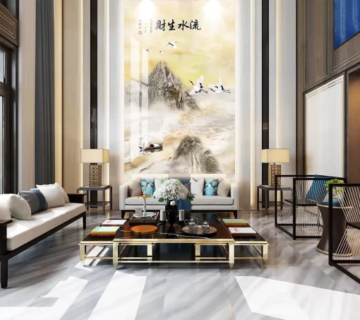 Tranh pvc tráng gương ốp tường vân đá thông tầng TC115