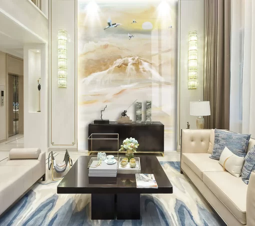 Tranh pvc tráng gương ốp tường vân đá thông tầng TC118