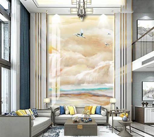 Tranh pvc tráng gương ốp tường vân đá thông tầng TC120