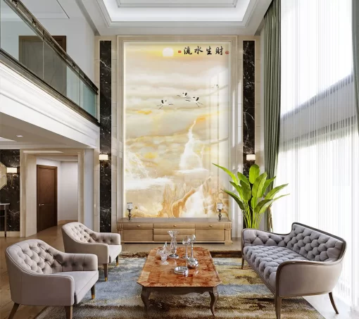 Tranh pvc tráng gương ốp tường vân đá thông tầng TC130