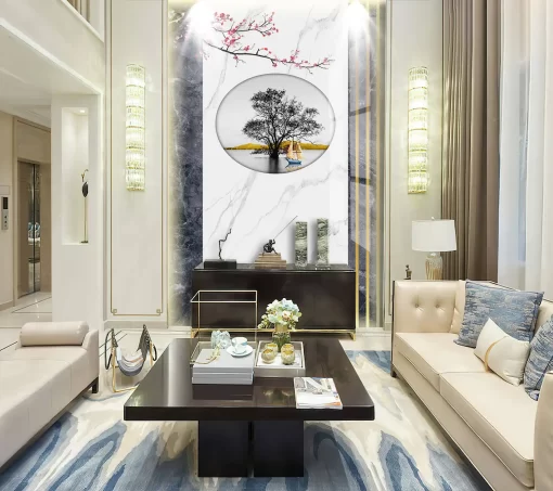 Tranh pvc tráng gương ốp tường vân đá thông tầng TC135