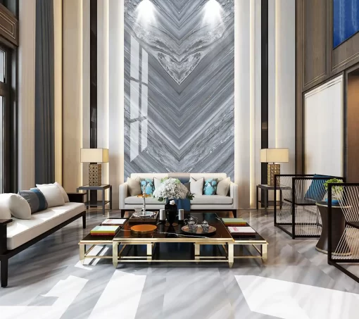 Tranh pvc ốp tường vân đá đối xứng thông tầng TC254