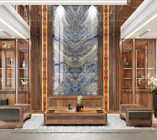 Tranh pvc ốp tường vân đá đối xứng thông tầng TC261