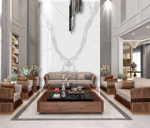 Tranh pvc ốp tường vân đá đối xứng thông tầng TC296