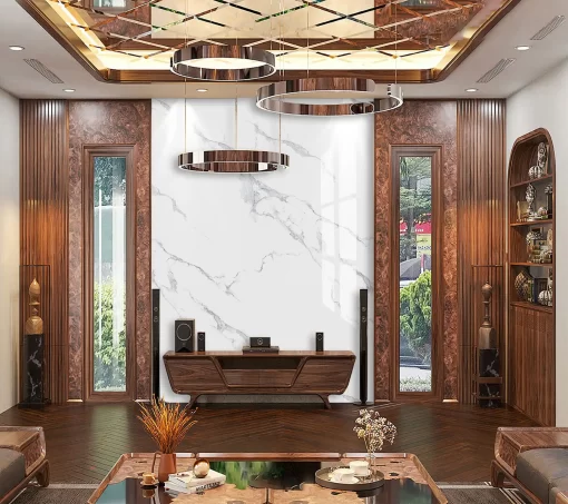 Tranh pvc tráng gương ốp tường vân đá TC300