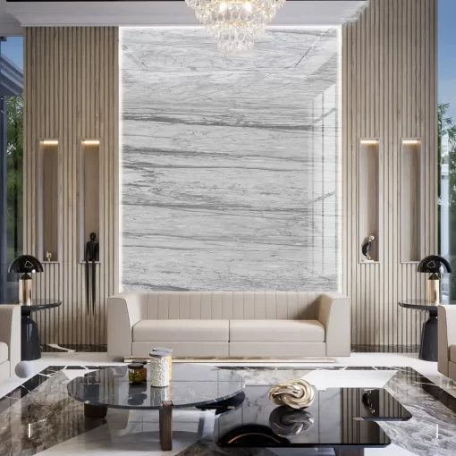 Tranh pvc tráng gương ốp tường vân đá TC351