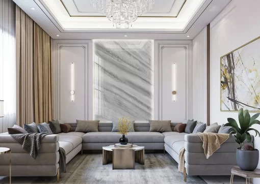 Tranh pvc tráng gương ốp tường vân đá TC354