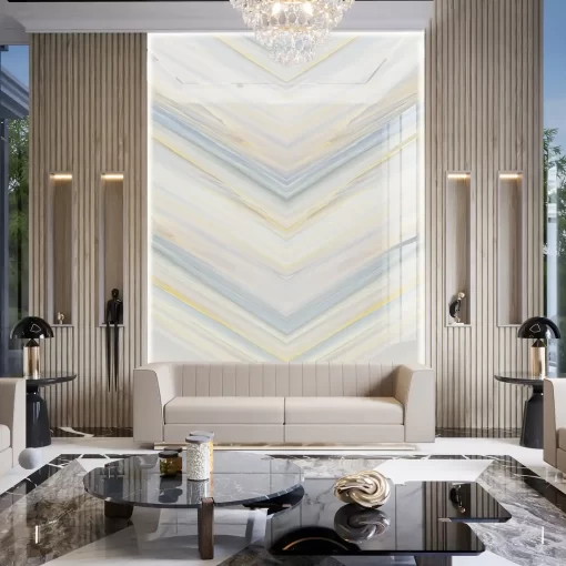 Tranh pvc tráng gương ốp tường vân đá đối xứng TC357