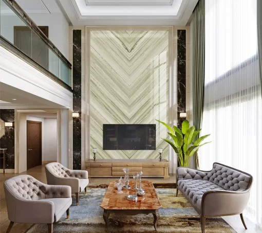 Tranh pvc ốp tường vân đá đối xứng thông tầng TC363