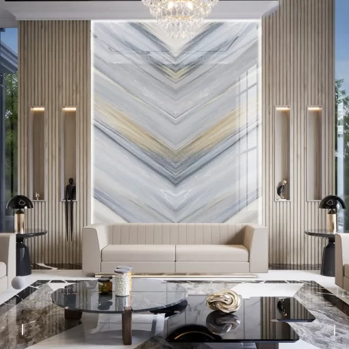 Tranh pvc tráng gương ốp tường vân đá đối xứng TC366