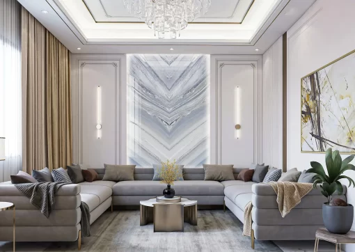 Tranh pvc tráng gương ốp tường vân đá đối xứng TC370