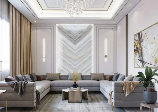 Tranh pvc tráng gương ốp tường vân đá đối xứng TC371