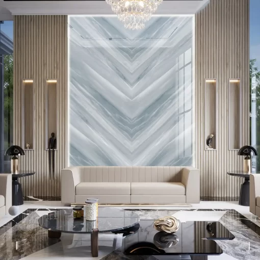 Tranh pvc tráng gương ốp tường vân đá đối xứng TC372