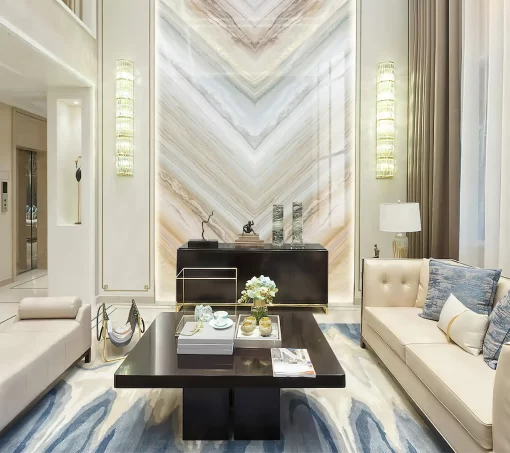 Tranh pvc ốp tường vân đá đối xứng thông tầng TC373