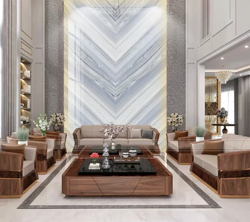 Tranh pvc ốp tường vân đá đối xứng thông tầng TC374