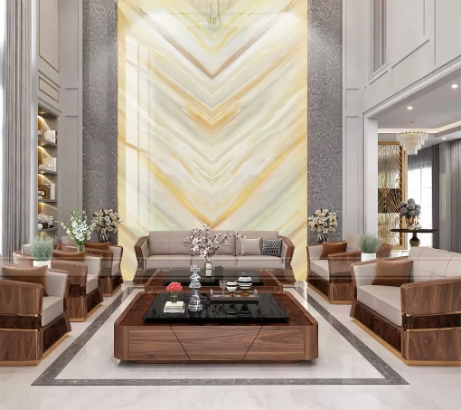 Tranh pvc ốp tường vân đá đối xứng thông tầng TC375