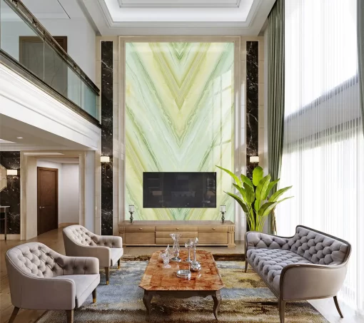 Tranh pvc ốp tường vân đá đối xứng thông tầng TC384