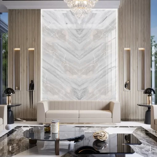 Tranh pvc tráng gương ốp tường vân đá đối xứng TC386