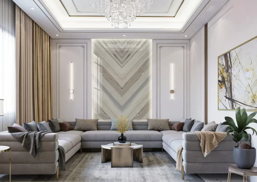 Tranh pvc tráng gương ốp tường vân đá đối xứng TC388