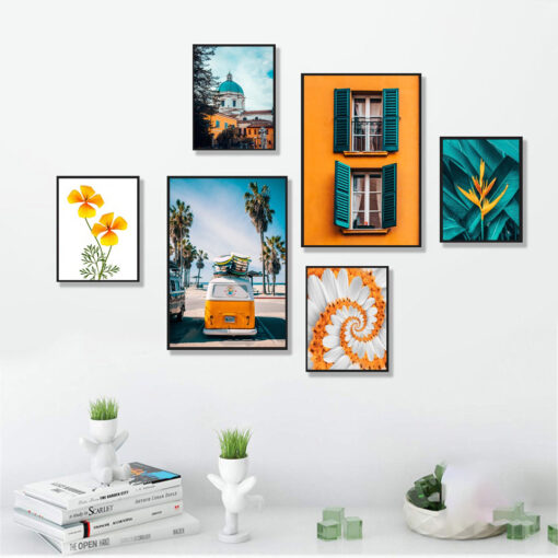 Tranh tráng gương bộ 6 tấm decor trang trí TG3450