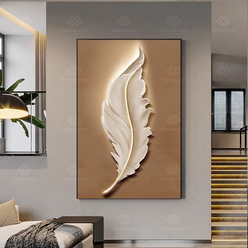 Tranh lông vũ trừu tượng nghệ thuật TG3876