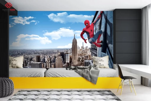 Tranh dán tường 3D người nhện Spider Man TDT1190