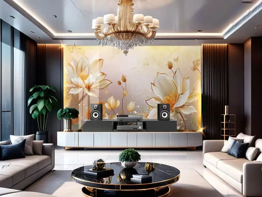 Tranh pvc tráng gương ốp tường bông hoa nghệ thuật TC1733