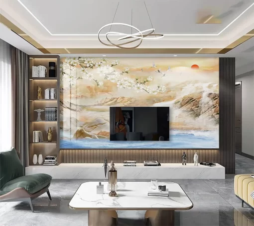 Tranh pvc tráng gương ốp tường vân đá TC1740