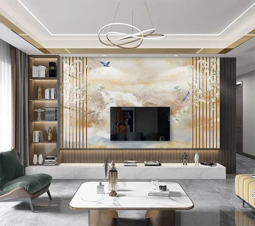 Tranh pvc tráng gương ốp tường vân đá TC1754