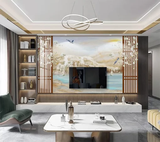 Tranh pvc tráng gương ốp tường vân đá TC1759