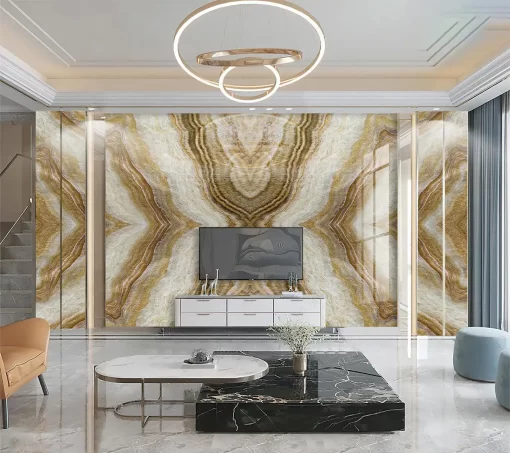 Tranh pvc tráng gương ốp tường vân đá đối xứng TC1770