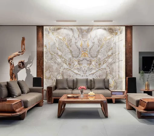 Tranh pvc tráng gương ốp tường vân đá đối xứng TC1785