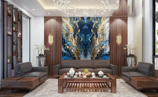 Tranh pvc tráng gương ốp tường vân đá đối xứng TC1786