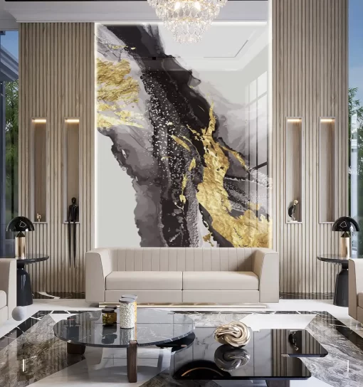 Tranh pvc tráng gương ốp tường vân đá TC1790