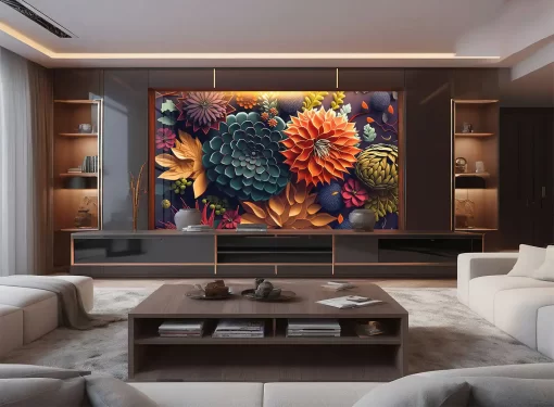 Tranh pvc tráng gương ốp tường bông hoa nghệ thuật TC1793