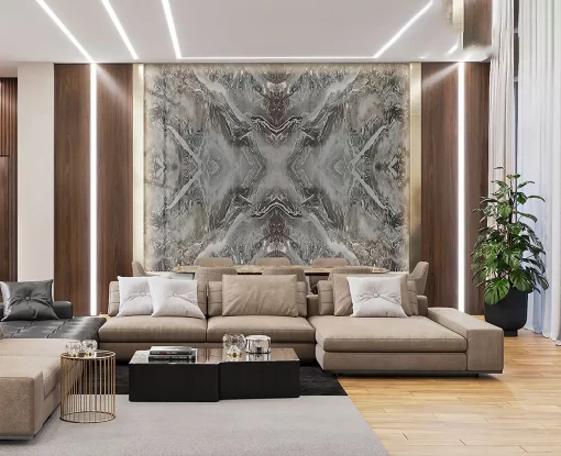 Tranh pvc tráng gương ốp tường vân đá đối xứng TC1795