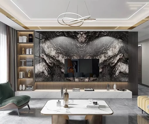 Tranh pvc tráng gương ốp tường vân đá đối xứng TC1799