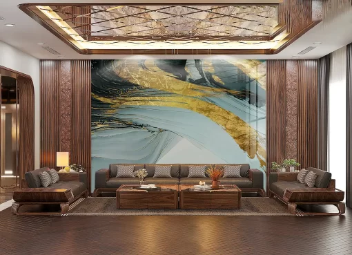 Tranh pvc tráng gương ốp tường vân đá TC1800