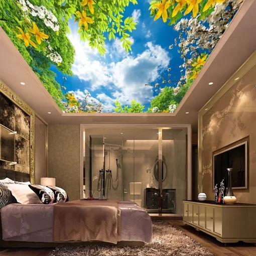 Tranh dán tường 3D xuyên sáng trang trí trần nhà TDT1527