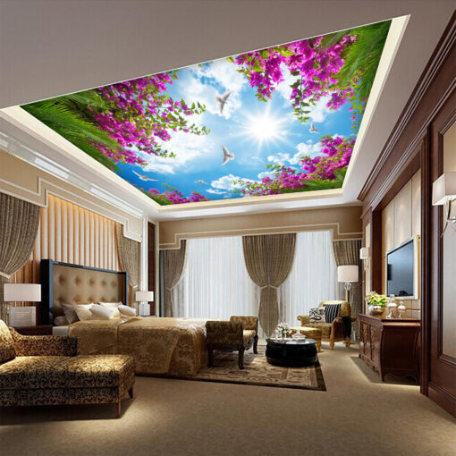 Tranh dán tường 3D xuyên sáng trang trí trần nhà TDT1578