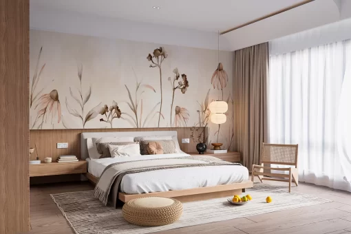 Tranh dán tường 3D hoa lá nghệ thuật TDT683