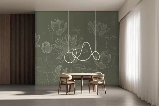 Tranh dán tường 3D hoa sen nghệ thuật TDT697