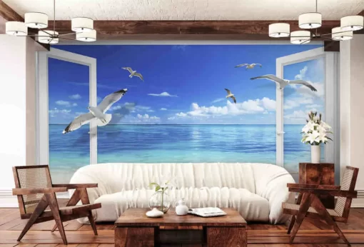 Tranh dán tường 3D phong cảnh biển TDT705