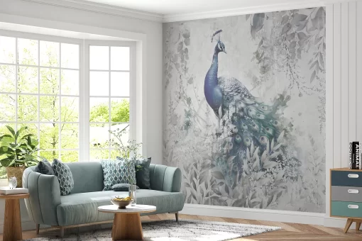 Tranh dán tường 3D chim công nghệ thuật TDT709