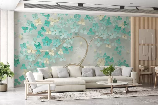Tranh dán tường 3D cây hoa nghệ thuật TDT721